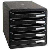Black Filing Drawer Set Plastic A4+ 5 Drawers Each Multiform