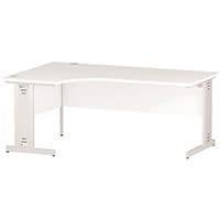 Impulse L-Shaped Corner Left Hand Cable Managed White Leg Office Desk White W1800mm
