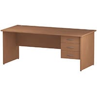 Impulse Rectangular Office Desk W1800xD800xH730mm Panel End Legs Beech - Supplied With Matching 3-Drawer Fixed Pedestal