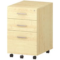 Impulse Tall 3 Drawer Under Desk Mobile Pedestal Maple