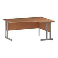 Impulse L-Shaped Right Hand Office Desk W1600xD1200/800xH730mm Silver Double Cantilever Legs Beech Top