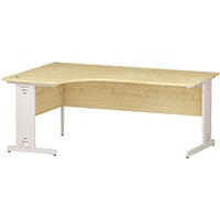 Impulse L-Shaped Corner Left Hand Cable Managed White Leg Office Desk Maple W1800mm