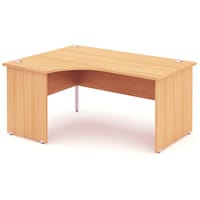 Impulse L-Shaped Left Hand Office Desk W1600xD1200/800xH730mm Panel End Legs Beech