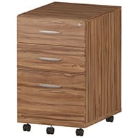 Impulse Tall 3 Drawer Under Desk Mobile Pedestal Walnut