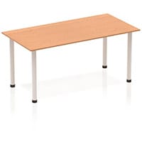 Impulse Modular Rectangular Table Oak with Silver Tubular Steel Frame W1600xD800mm