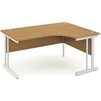 Impulse L-Shaped Right Hand Office Desk W1600xD1200/800xH730mm Silver Double Cantilever Legs Oak Top