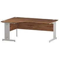 Impulse L-Shaped Corner Left Hand Cable Managed White Leg Office Desk Walnut W1800mm