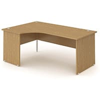 Impulse L-Shaped Left Hand Office Desk W1600xD1200/800xH730mm Panel End Legs Oak