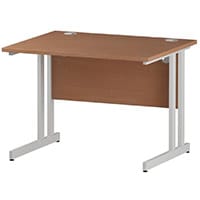 Impulse Rectangular Office Desk W1000xD800xH730mm White Double Cantilever Legs Beech Top