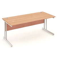 Impulse Rectangular Office Desk W1800xD800xH730mm Silver Double Cantilever Legs Beech Top