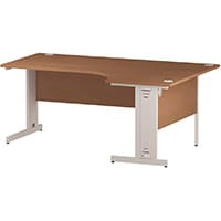 Impulse L-Shaped Corner Right Hand Cable Managed White Leg Office Desk Beech W1800mm