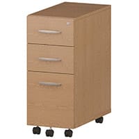 Impulse Tall Slimline 3 Drawer Under Desk Mobile Pedestal Oak