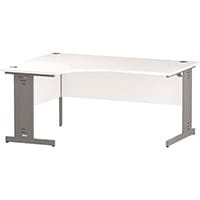 Impulse L-Shaped Left Hand Office Desk W1600xD1200/800xH730mm Silver Cable Managed Legs White Top