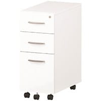 Impulse Tall Slimline 3 Drawer Under Desk Mobile Pedestal White