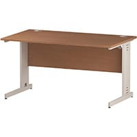 Impulse Rectangular Office Desk W1400xD800xH730mm White Cable Managed Legs Beech Top