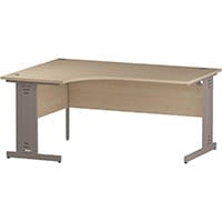 Impulse L-Shaped Left Hand Office Desk W1600xD1200/800xH730mm Silver Cable Managed Legs Maple Top