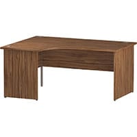 Impulse L-Shaped Left Hand Office Desk W1600xD1200/800xH730mm Panel End Legs Walnut
