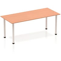 Impulse Modular Rectangular Table Beech with Silver Tubular Steel Frame W1800xD800mm