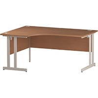 Impulse L-Shaped Corner Left Hand Double Cantilever White Leg Office Desk Beech W1600mm