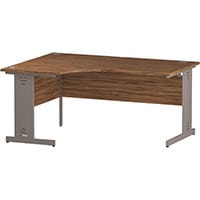 Impulse L-Shaped Corner Left Hand Cable Managed Silver Leg Office Desk Walnut W1600mm