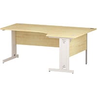 Impulse L-Shaped Corner Right Hand Cable Managed White Leg Office Desk Maple W1800mm