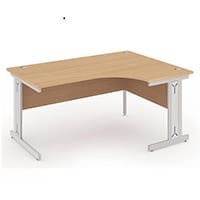 Impulse L-Shaped Right Hand Office Desk W1600xD1200/800xH730mm Silver Cable Managed Legs Beech Top