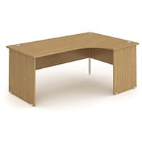 Impulse L-Shaped Right Hand Office Desk W1600xD1200/800xH730mm Panel End Legs Oak