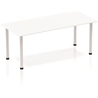 Impulse Modular Rectangular Table White with Silver Tubular Steel Frame W1800xD800mm