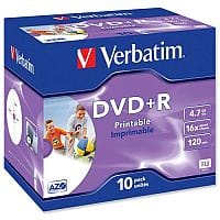 Verbatim DVD+R Recordable Disk Inkjet Printable Pack 10