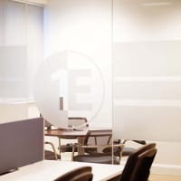 Glass Partitions With Frosted Window Film Company Logo Design: 1E