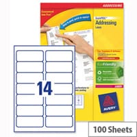 Avery L7163-100 Address Labels Laser 14 per Sheet 99.1x38.1mm White 1400 Labels