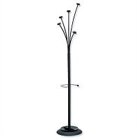 Black Hat and Coat Stand Tubular Steel with Umbrella Holder and 5 Pegs Festival