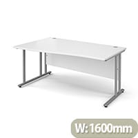Maestro 25 SL left hand wave desk 1600mm - silver cantilever frame, white top