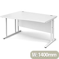 Maestro 25 WL left hand wave desk 1400mm - white cantilever frame, white top