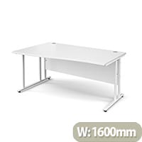 Maestro 25 WL left hand wave desk 1600mm - white cantilever frame, white top
