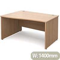 Maestro 25 PL left hand wave desk 1400mm - beech panel leg design