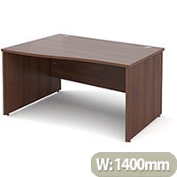 Maestro 25 PL left hand wave desk 1400mm - walnut panel leg design