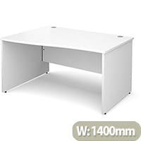 Maestro 25 PL left hand wave desk 1400mm - white panel leg design