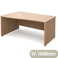 Maestro 25 PL left hand wave desk 1600mm - beech panel leg design