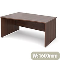 Maestro 25 PL left hand wave desk 1600mm - walnut panel leg design