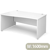 Maestro 25 PL left hand wave desk 1600mm - white panel leg design