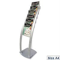 Deflecto Brochure Display Floor Stand 6 x A4 Pockets Silver