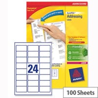 Avery L7159-100 Addressing Labels Laser 24 per Sheet 63.5x33.9mm White 2400 Labels