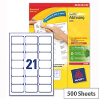Avery L7160-500 Laser Address Labels 63.5x38.1mm White (10.500 Labels)