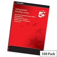 Comb Binding Covers PVC 250 micron A4 Clear Pack 100 5 Star
