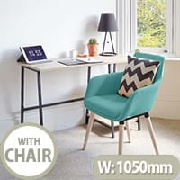 Home Office Bundle -Industrial Style Home Office Bench Desk in Charter Oak & Modern Designed 4 Legged Jade Chair