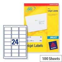 Avery Quickdry Inkjet Label 24 Per Sheet (Pack of 100)