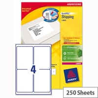 Avery L7169-250 Address Labels Laser 4 per Sheet 139x99.1mm White 1000 Labels