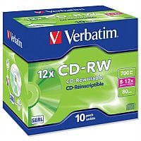 Verbatim CD RW Disk Cased 700Mb Pack 10