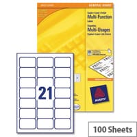 Avery 21 Per Sheet Multifunction Labels 70 x 42.3mm (2100 Labels)